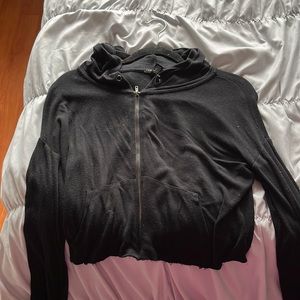 Forever 21 black cropped zip up sweater